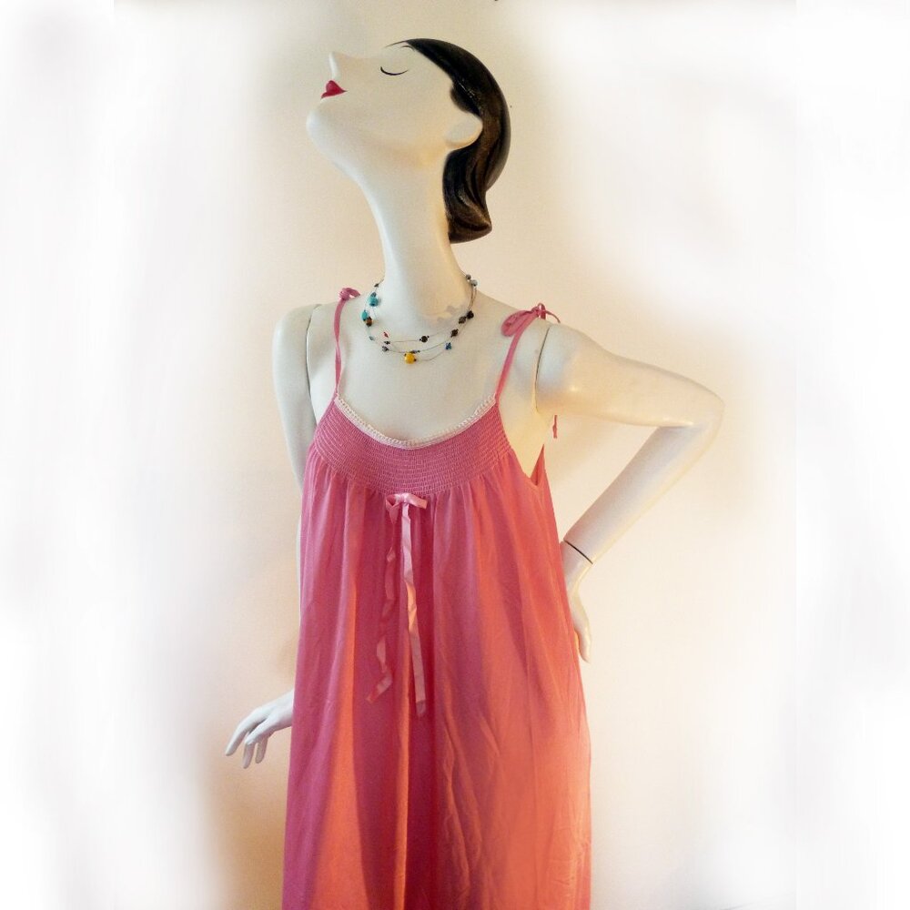Long vintage pink nightgown by Boudoir,  Medium Size